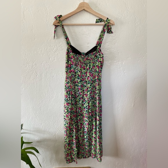 Zara✨Floral Print Green Pink Midi Dress - Picture 3 of 12